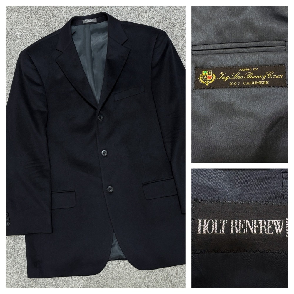 Loro Piana 100% Cashmere Blazer Mens ~44 Navy 3-Button Sport Coat Ventless